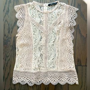 Zara nude decorative lace sleeveless top. Size XS.